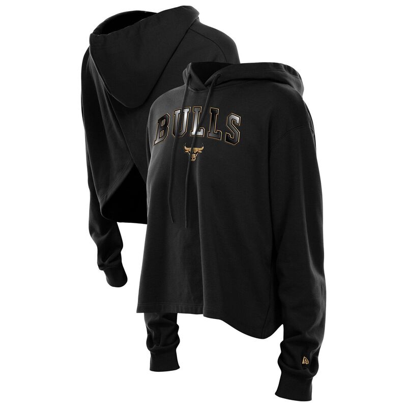 ニューエラ レディース トップス Tシャツ オープンバック パーカー Women\'s New Era Black Chicago Bulls Glam Game Open Back Hoodie Bul Black ブラック