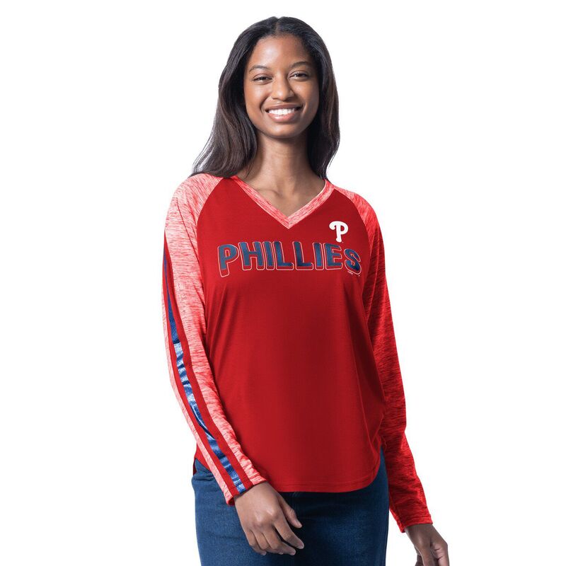 ジースリー フォーハー バイ カール バンクス レディース トップス Tシャツ Vネック Women's G-III 4Her by Carl Banks Red Philadelphia Phillies Top Dog Raglan Long Sleeve V-Neck T-Shirt Phl Red レッド