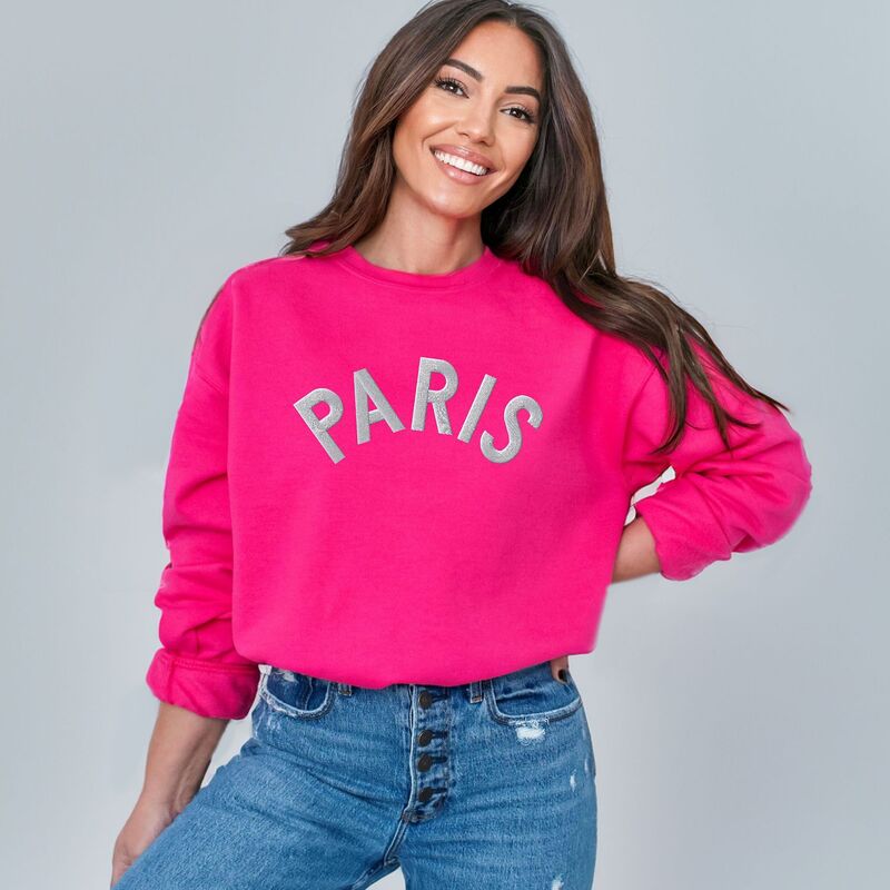 Simply Sage Market レディース トップス Tシャツ スウェット 刺繍 Simply Sage Market Embroidered Paris Arched Sweatshirt Raspberry セージ 10,904円