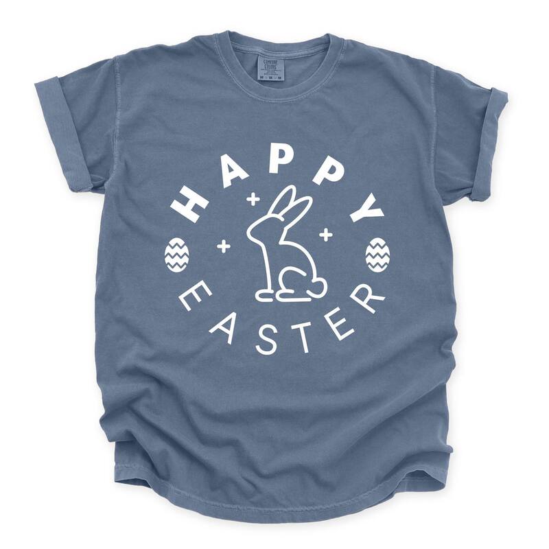 Simply Sage Market レディース トップス ティーシャツ Simply Sage Market Happy Easter Eggs Garment Dyed Tee Blue Jean 青色 レディースファッション-Tシャツ・カットソー-トップス