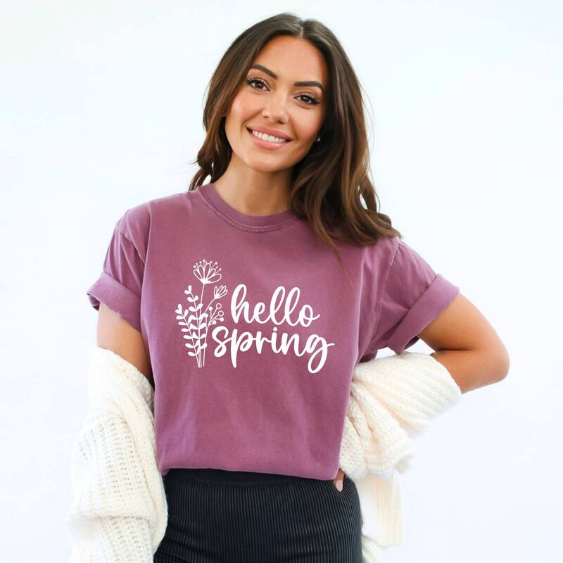 Simply Sage Market レディース トップス ティーシャツ Simply Sage Market Hello Spring Flowers Garment Dyed Tee Berry サルヴィア レディースファッション-Tシャツ・カットソー-トップス