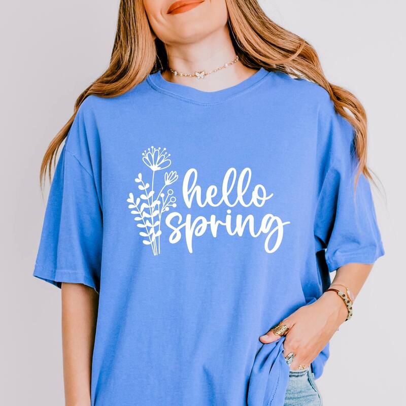 Simply Sage Market レディース トップス ティーシャツ Simply Sage Market Hello Spring Flowers Garment Dyed Tee Flo Blue 青色 トップス-レディースファッション-Tシャツ・カットソー