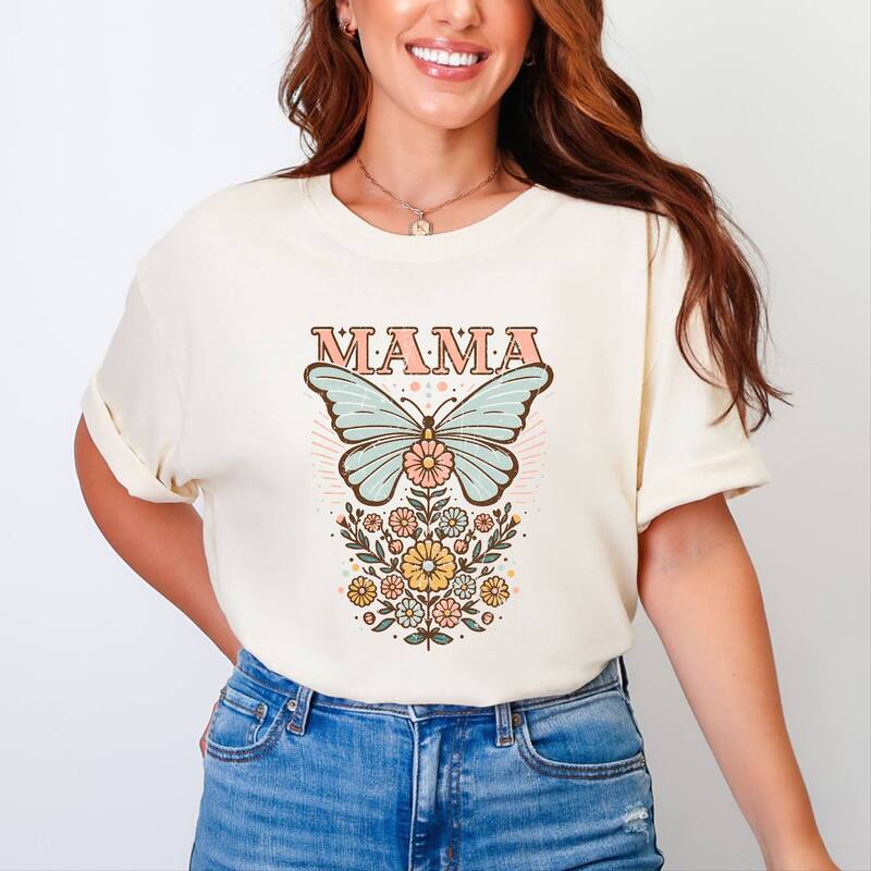 Simply Sage Market レディース トップス ティーシャツ お花柄 お花 Simply Sage Market Mama Butterfly Floral Garment Dyed Tee Ivory 象牙色 トップス-Tシャツ・カットソー