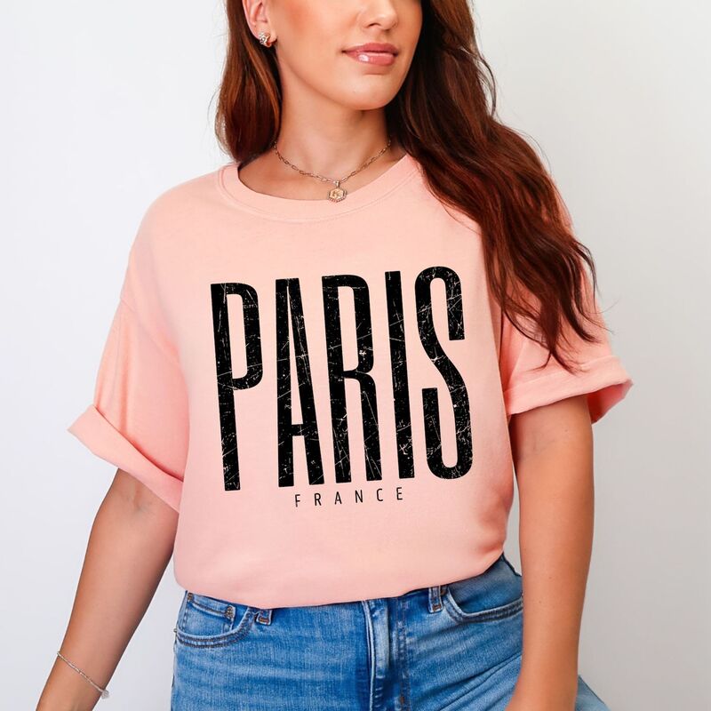 Simply Sage Market レディース トップス ティーシャツ Simply Sage Market Paris France Distressed Garment Dyed Tee Peachy サルヴィア トップス-レディースファッション-Tシャツ・カットソー