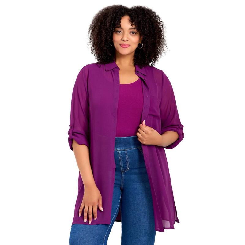 アベニュー レディース トップス Tシャツ ボタンダウン プラスサイズ ダウン Avenue Women Plusize Convertible Button Down Tunic Deep Berry