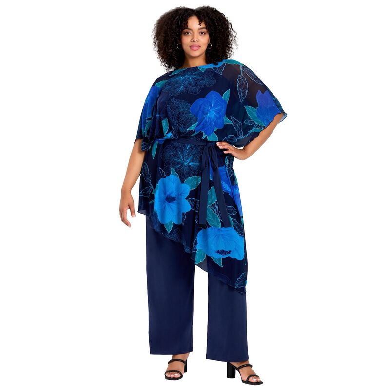 アベニュー レディース トップス ワンピース メッシュオーバーレイ プラスサイズ メッシュ オーバーレイ ジャンプスーツ Avenue Women's Plusize Mesh Overlay Jumpsuit Blue Bold Blossom ブルー 19,866円
