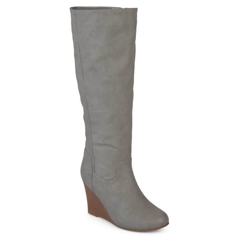 ジュルネ コレクション レディース シューズ ブーツ・レインブーツ Journee Collection Langly Women Wedge Knee High Boots Gray グレー