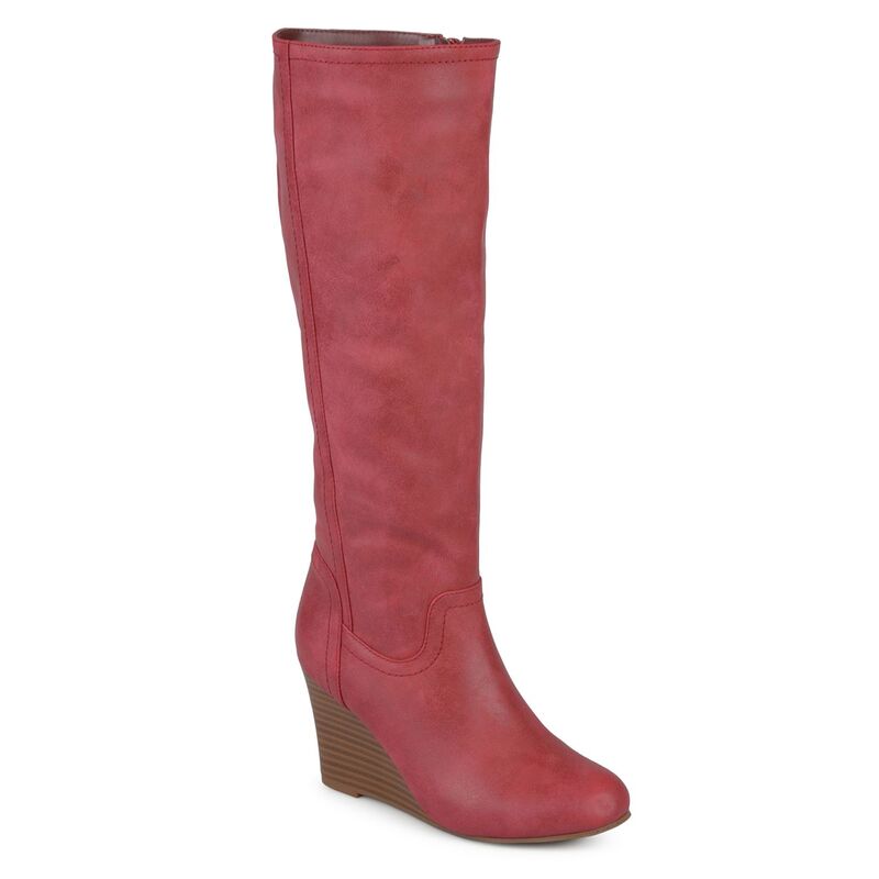 ジュルネ コレクション レディース シューズ ブーツ・レインブーツ Journee Collection Langly Women's Wedge Knee High Boots Red レッド