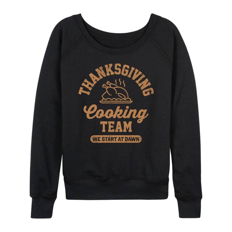 アニメキャラクター レディース トップス Tシャツ パイル Licensed Character Women's Thanksgiving Cooking Team French Terry Long Sleeve Tee Black ブラック