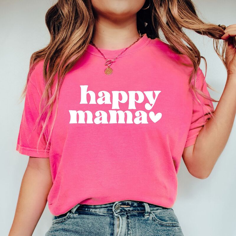Simply Sage Market レディース トップス ティーシャツ 刷り上げる Simply Sage Market Happy Mama Puff Print Garment Dyed Tee Crunchberry サルヴィア Tシャツ・カットソー-レディースファッション-トップス