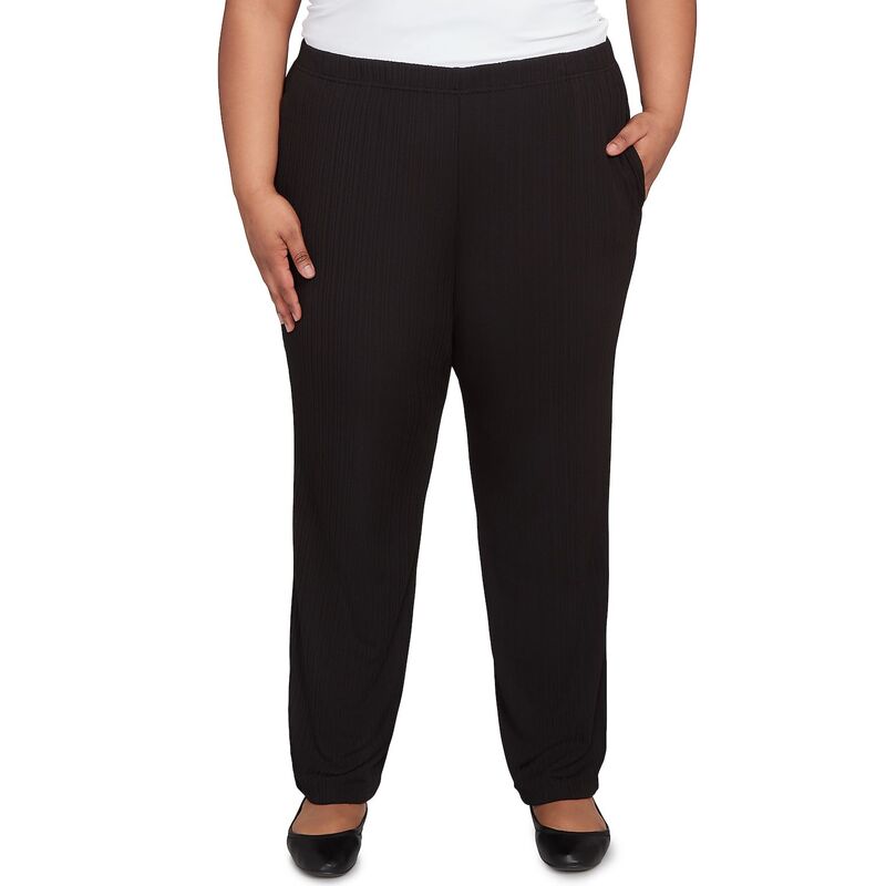 アルフレッド ダナー レディース ボトムス カジュアルパンツ プラスサイズ リブ ニット Plusize Alfredunneribbed Knit Medium Length Pants Black ブラック