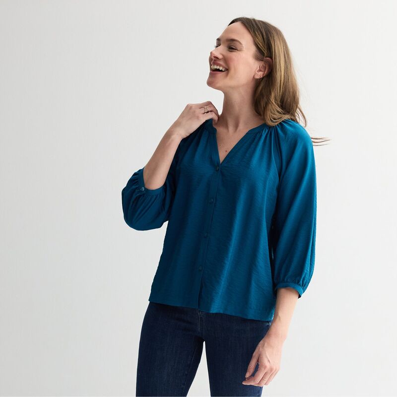 ソノマ レディース トップス シャツ プチ Petite Sonoma Goods For Life Button Through Peasantop Midnight Sapphire サファイア