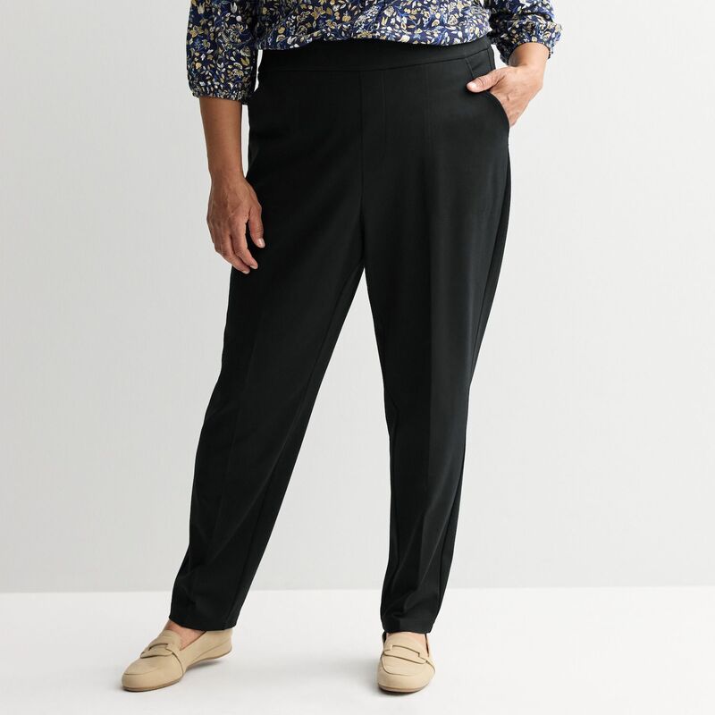 クロフト＆バロー レディース ボトムス カジュアルパンツ プラスサイズ Plusize Croft & Barrow Ponte Slant Pocket Pull-On Pants Mineral Black ブラック