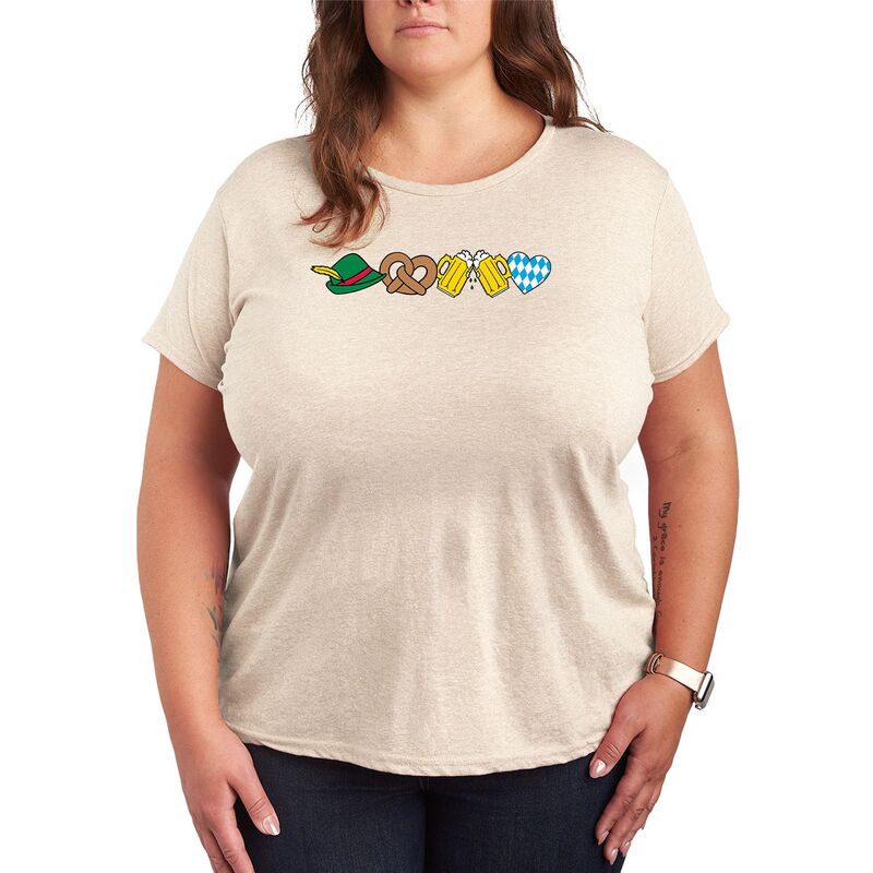 アニメキャラクター レディース トップス Tシャツ プラスサイズ グラフィック Licensed Character Plusize Oktoberfest Icons Graphic Tee Beige ベージュ