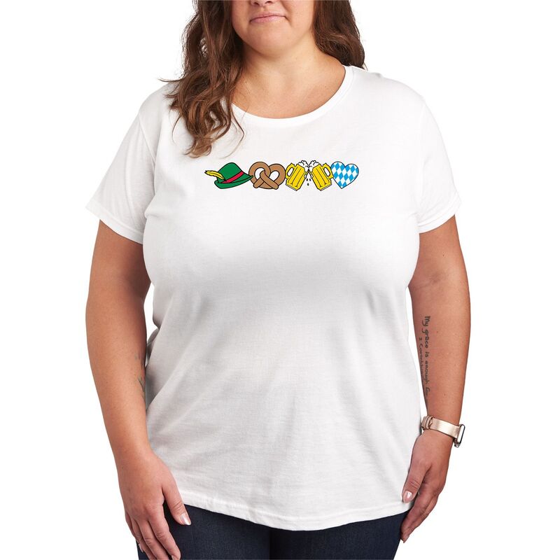 アニメキャラクター レディース トップス Tシャツ プラスサイズ グラフィック Licensed Character Plusize Oktoberfest Icons Graphic Tee White ホワイト