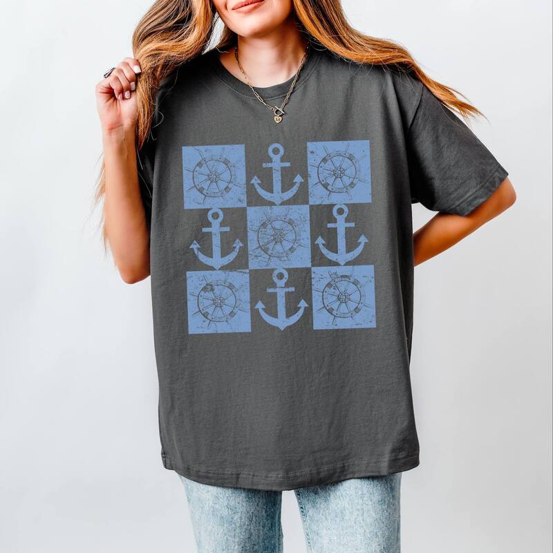 Simply Sage Market レディース トップス Tシャツ ヒール Simply Sage Market Anchor Wheel Grid Heavyweightee Asphalt セージ