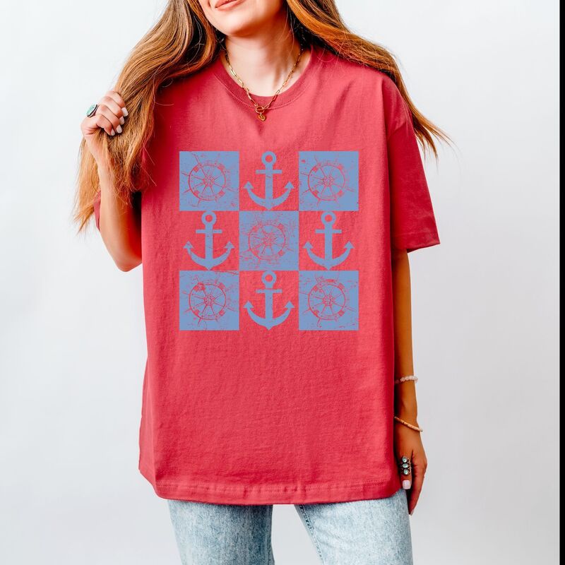 Simply Sage Market レディース トップス Tシャツ ヒール Simply Sage Market Anchor Wheel Grid Heavyweightee Brick セージ