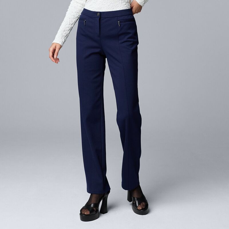 ヴェラウォン レディース ボトムス カジュアルパンツ Womenimply Vera Wang Mid Rise Slim Ponte Pants Blue Violet ブルー