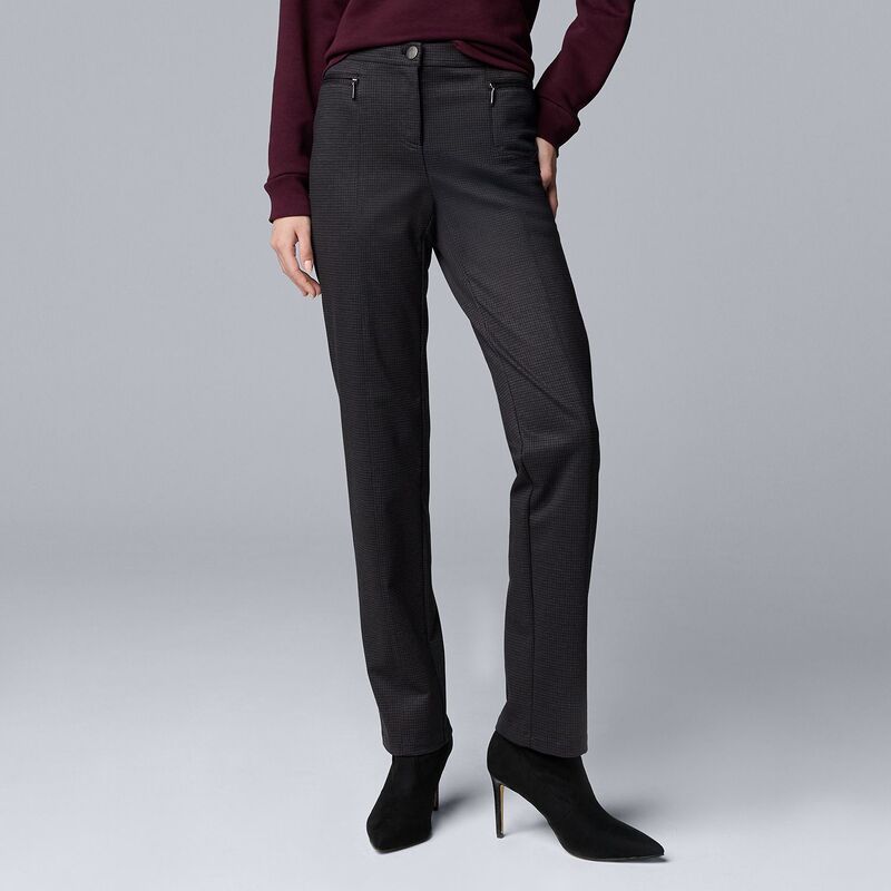 ヴェラウォン レディース ボトムス カジュアルパンツ Womenimply Vera Wang Mid Rise Slim Ponte Pants Grey Wine Window Plaid グレー