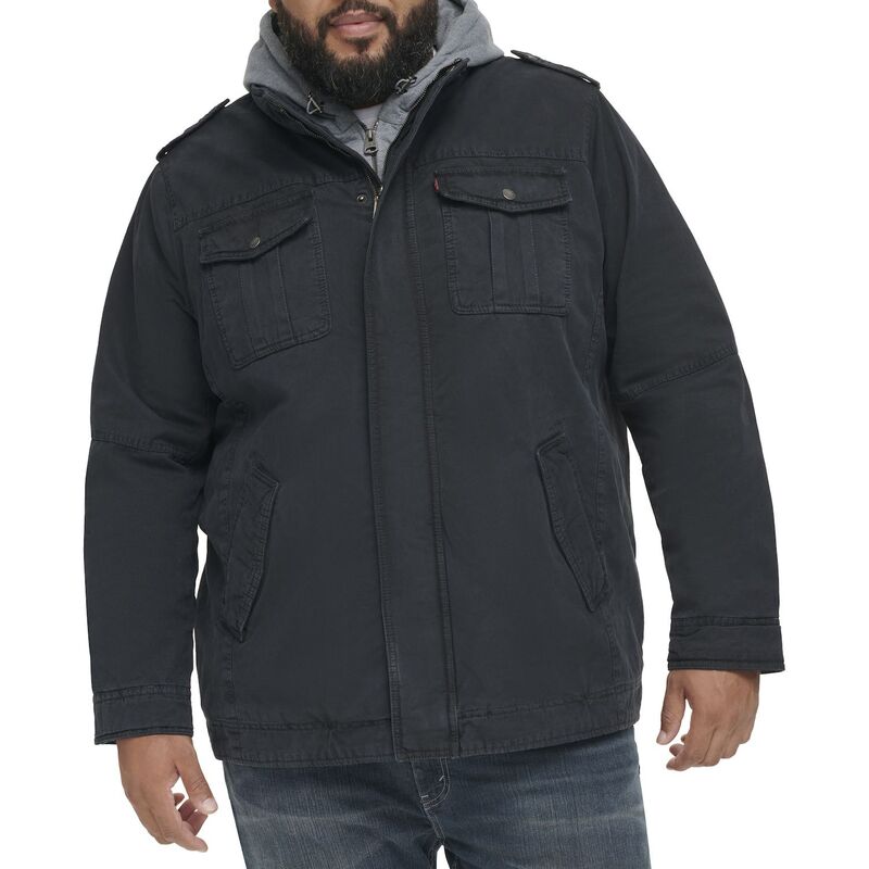 リーバイス メンズ アウター ジャケット・ブルゾン トール コットン Big & Tallevi's Cotton Sherpa Trucker Jacket Navy ネイビー