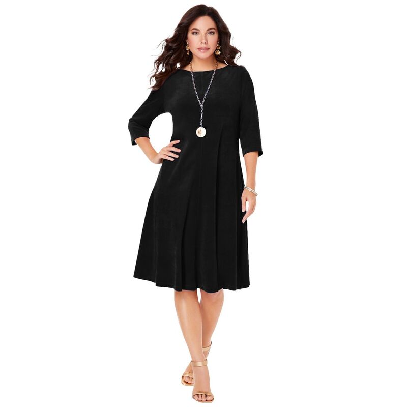 ロアマンズ レディース トップス ワンピース ドレープラスサイズ Roaman's Women's Plusize Velour Swing Drape Dress Black ブラック