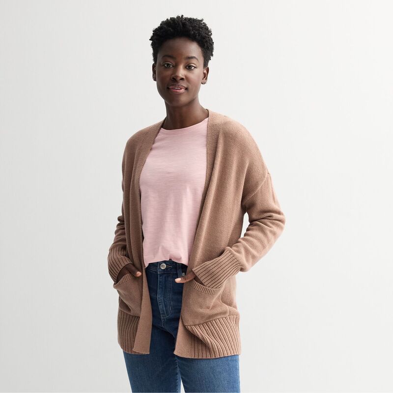 ソノマ レディース アウター ニット・セーター プチ カーディガン Petite Sonoma Goods For Life Open Front Longline Cardigan Dani Khaki カーキ