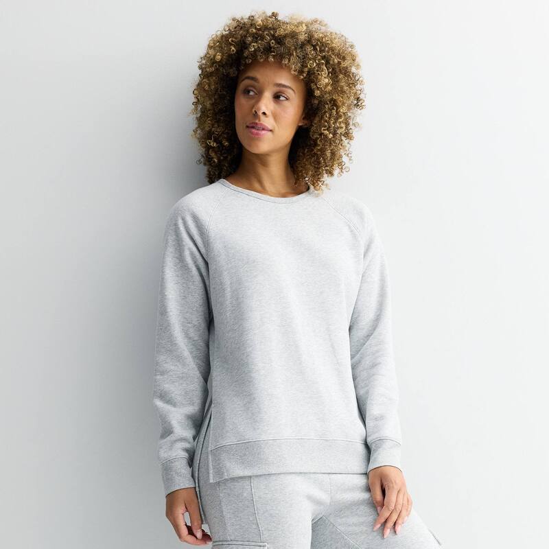 Tek Gear レディース トップス Tシャツ クルーネック 長袖 フリース Women's Tek Gear Ultrasoft Fleece High Slitunic Long-Sleeve Crewneck Dark Frost Heather ヘザー