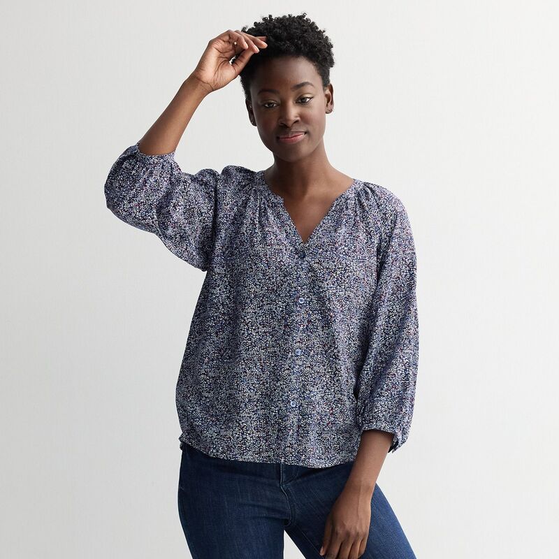 ソノマ レディース トップス シャツ Women'sonoma Goods For Life Button Upeasantop Blue Multi Cheetah ブルー
