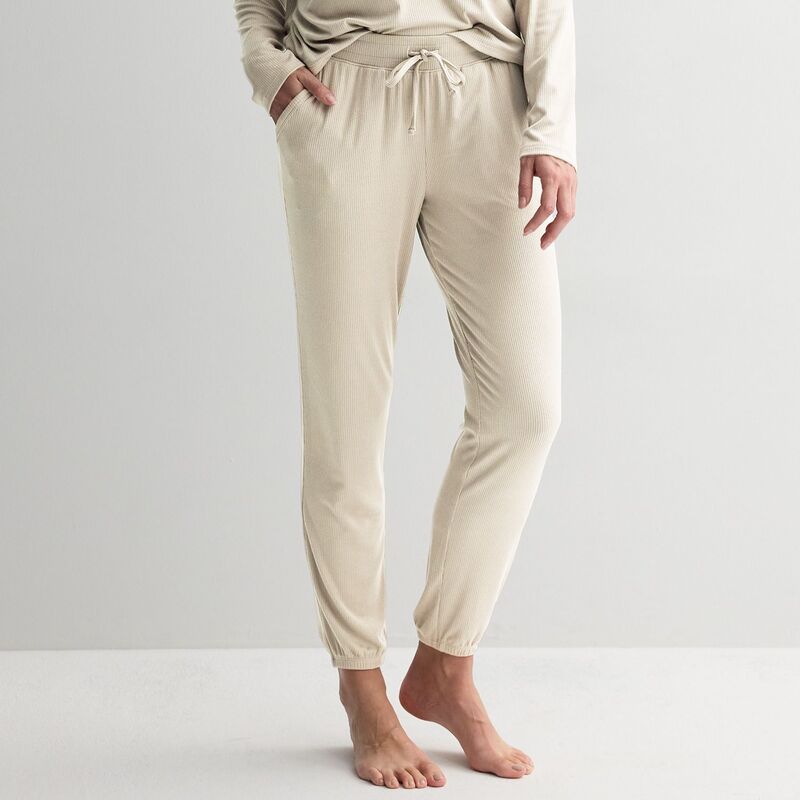 ソノマ レディース アンダーウェア ナイトウェア リブ パンツ Women'sonoma Goods For Life Ribbed Cuffed Pajama Pants Egret
