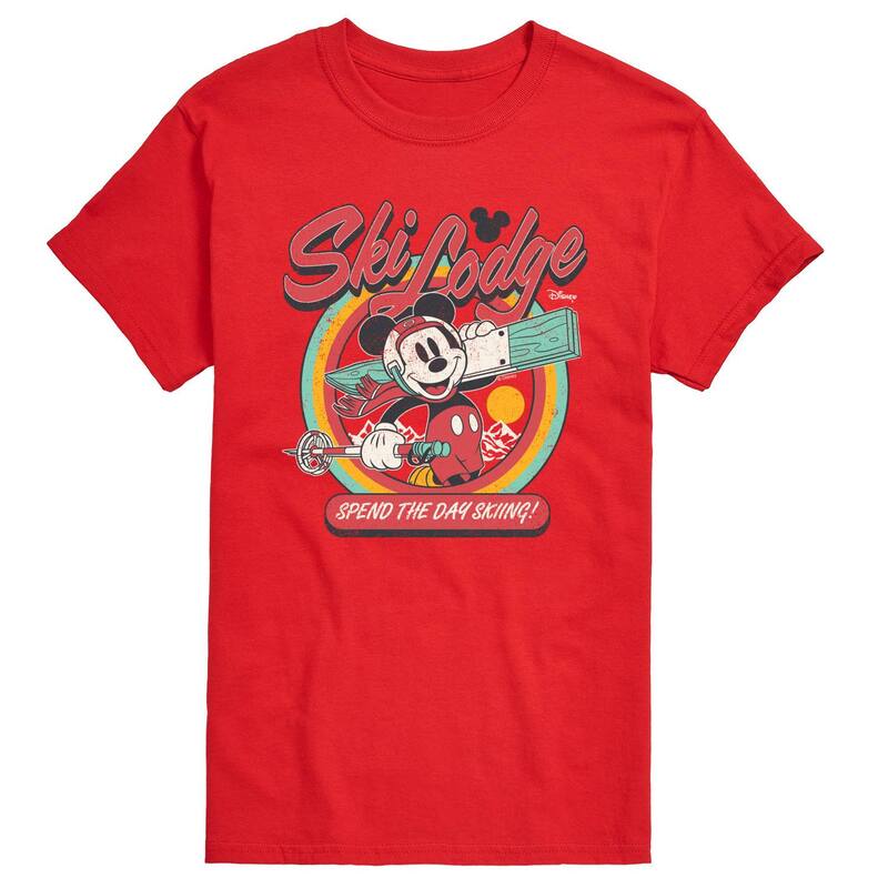 アニメキャラクター メンズ トップス Tシャツ トール グラフィック Licensed Character Big & Tall Disney's Mickey Mouse Ski Lodge Graphic Tee Red レッド