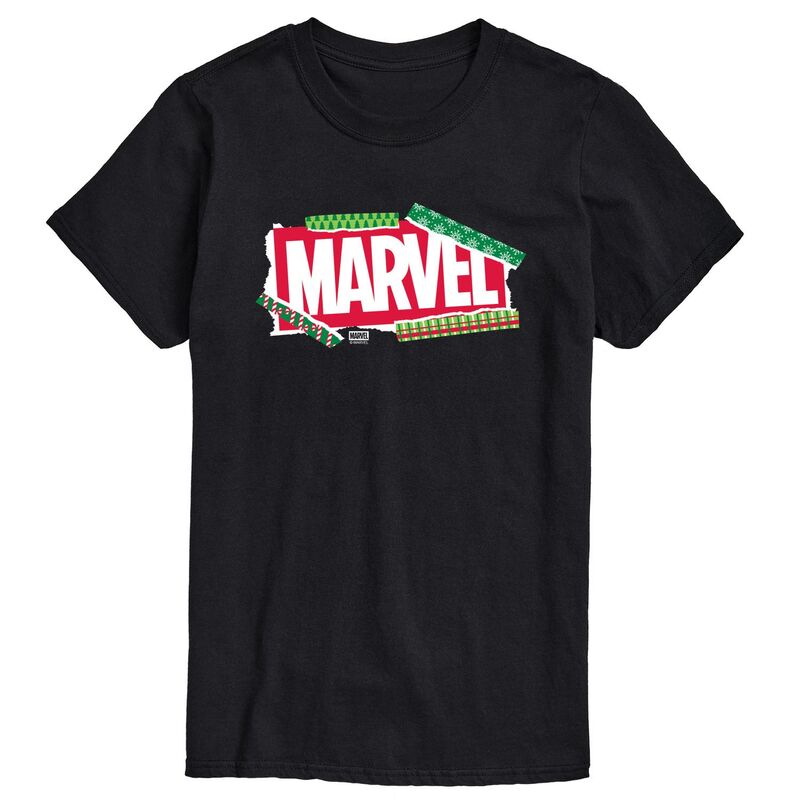 アニメキャラクター メンズ トップス Tシャツ トール ロゴ グラフィック Licensed Character Big & Tall Marvelogo Wrapping Paper Graphic Tee Black ブラック