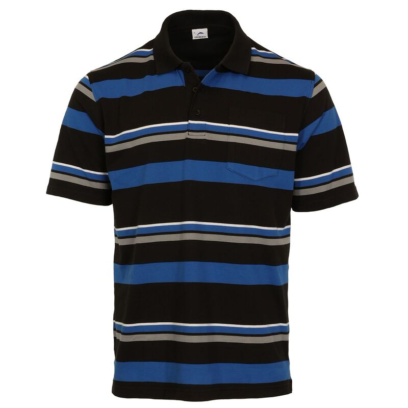 ジョベルティ メンズ トップス Tシャツ ポロシャツ Gioberti Mens Multiple Stripe Polo Shirt With Pocket - Short Sleeve Yarn Dye Black B ブラック