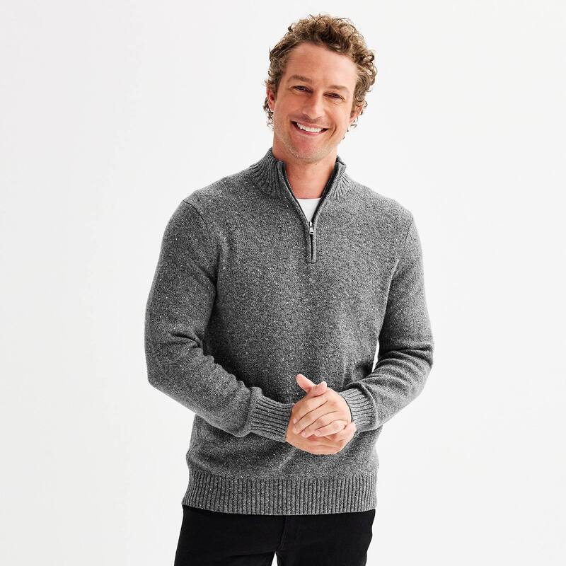 ソノマ メンズ アウター ニット・セーター Men'sonoma Goods For Life Midweight 1/4-Zip Sweater Grey Nep グレー