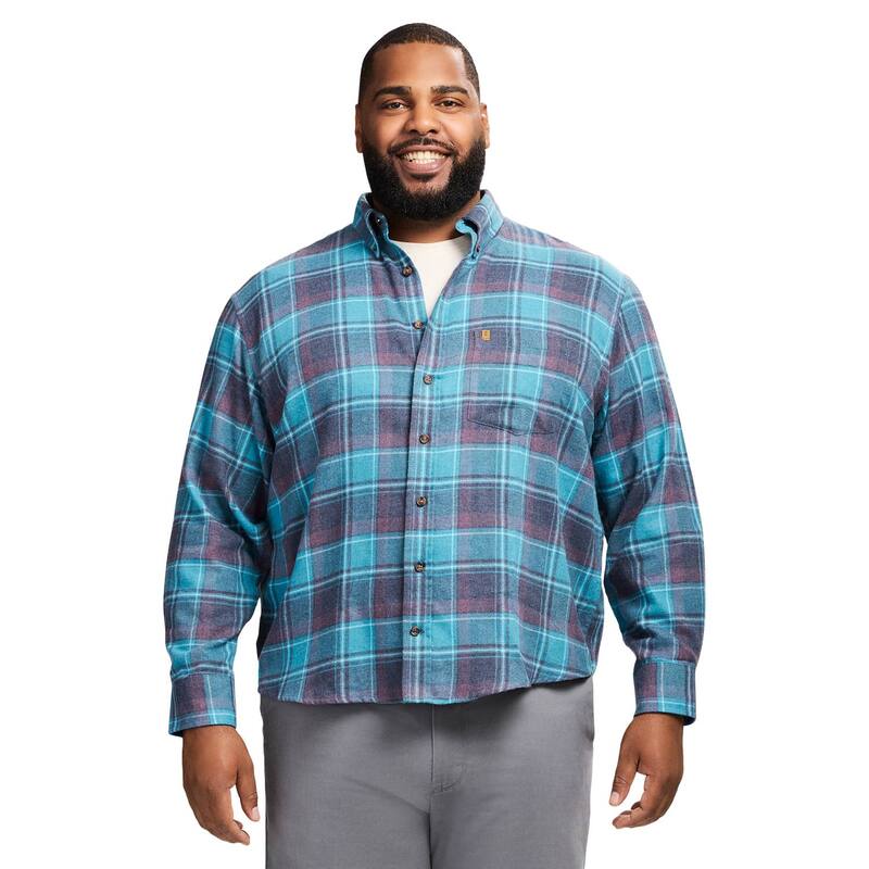 アイゾッド メンズ トップス Tシャツ トール ダウン Big & Tall IZOD Stratton Flannelong Sleeve Button-Down Shirt Blue Coral ブルー