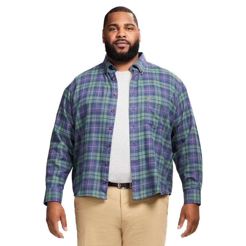 アイゾッド メンズ トップス Tシャツ トール ダウン Big & Tall IZOD Stratton Flannelong Sleeve Button-Down Shirt Medieval Blue ブルー|ReVida 店
