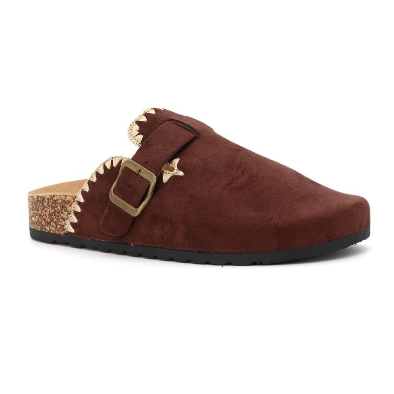 ヨキ レディース シューズ サンダル スエード Yoki Gila-109 Women's Faux Suede Slip-On Stitch Clogs Brown ブラウン