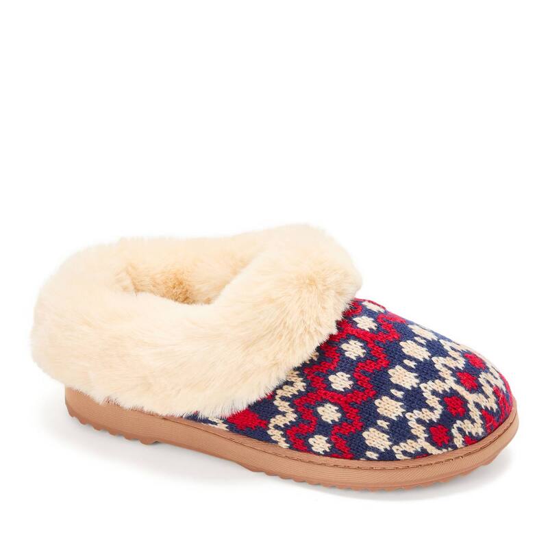 ディアフォームズ レディース シューズ サンダル ニット Dearfoams Hannah Festive Knit Women's Clog Slippers Red Combo レッド
