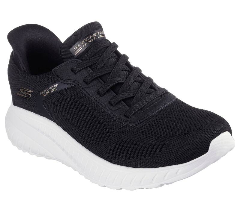 スケッチャーズ レディース シューズ スニーカー Skechers Hands Free Slip-ins BOBSport Squad Chaos Current Muse Women'sneakers Black White ホワイト