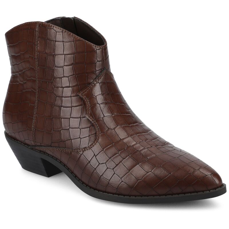 ジャーニー レディース シューズ ブーツ・レインブーツ アンクル Journee Taliah Women's Ankle Booties Croco Brown ブラウン