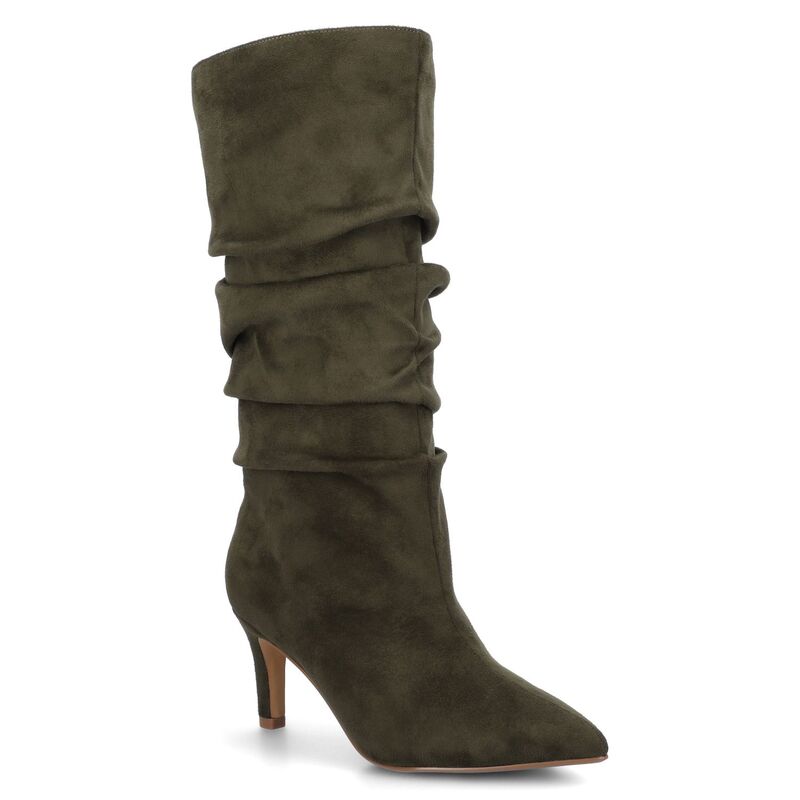 渡航 レディース シューズ ブーツ・レインブーツ 踵 Journee Sonnet Women\u0027stiletto Heel Slouchy Knee-High Boots In Regular Wide \u0026 Extra Wide Calf Olive オリーブ 靴-ブーツ-その他