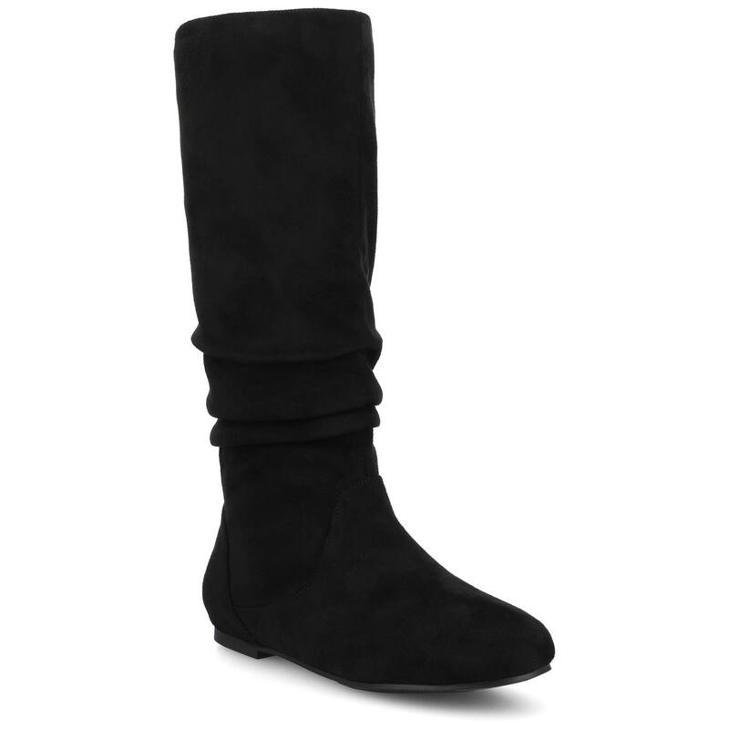 ジャーニー レディース シューズ ブーツ・レインブーツ Journee Jayne Round Toe Women's Riding Boots Black Suede ブラック