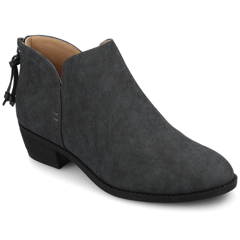 ジャーニー レディース シューズ ブーツ・レインブーツ ヒール Journee Livvy Women's Back Heel Zip Stacked Heel Booties Dark Denim デニム
