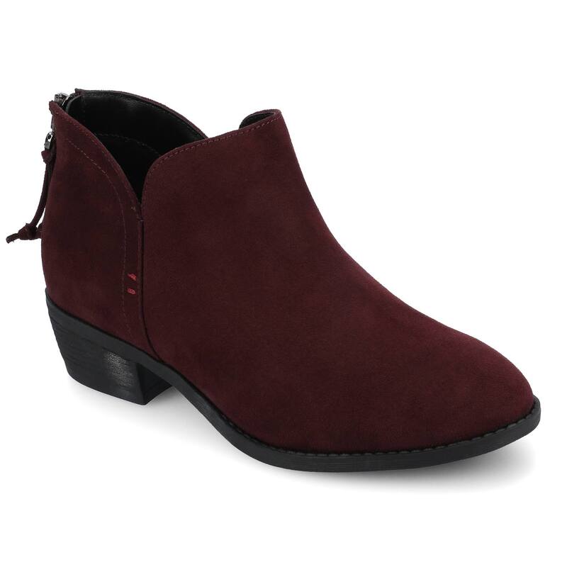 ジャーニー レディース シューズ ブーツ・レインブーツ ヒール Journee Livvy Women's Back Heel Zip Stacked Heel Booties Oxblood オックスブラッド