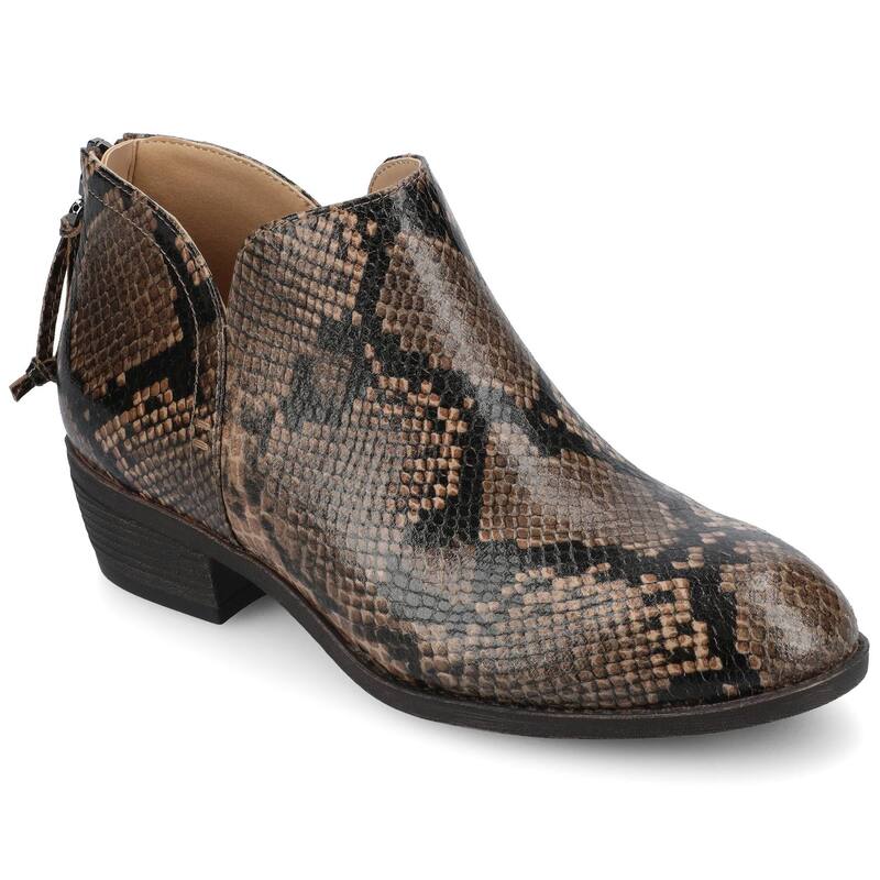 ジャーニー レディース シューズ ブーツ・レインブーツ ヒール Journee Livvy Women's Back Heel Zip Stacked Heel Bootiesnake Brown ブラウン