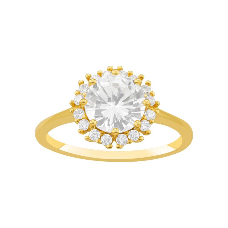 プリムローズ レディース アクセサリー リング PRIMROSE 18k Gold Plated Round Cubic Zirconia Center Stone & Frame Ringold Tone ゴールド｜ReVida 店