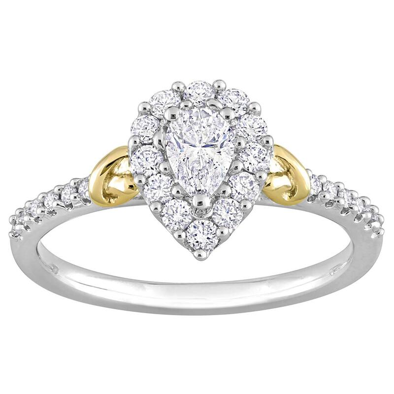 ステラ グレース レディース アクセサリー リング Stella Grace Two Tone 14k Gold 3/4 Carat.W. Pear & Roundiamond Halo Engagement Ring White ホワイト