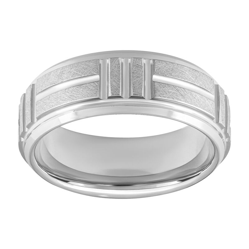 アンブランデッド メンズ アクセサリー リング トール Unbranded Men White Tungsten Crystalline Finish 8mm Comfort Fit Band Tungsten-carbide ホワイト