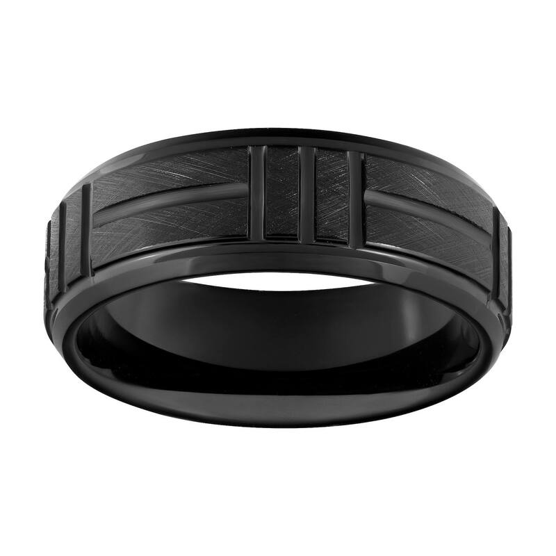 アンブランデッド メンズ アクセサリー リング トール Unbranded Men Black Tungsten Crystalline Finish 8mm Comfort Fit Band Tungsten-carbide ブラック