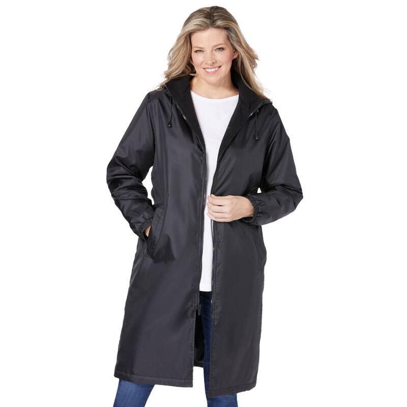 ウーマン ウィズイン レディース アウター ジャケット・ブルゾン プラスサイズ コート Woman Within Plusize Mid-Length Raincoat Black ブラック|ReVida 店