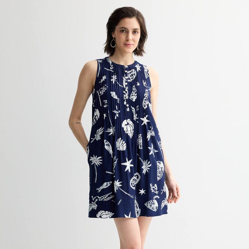 ソノマ レディース トップス 衣装 ノースリーブ Women\u0027sonoma Goods For Life Sleeveless Pintuck Dress Navy Marine Toss 米国海軍
